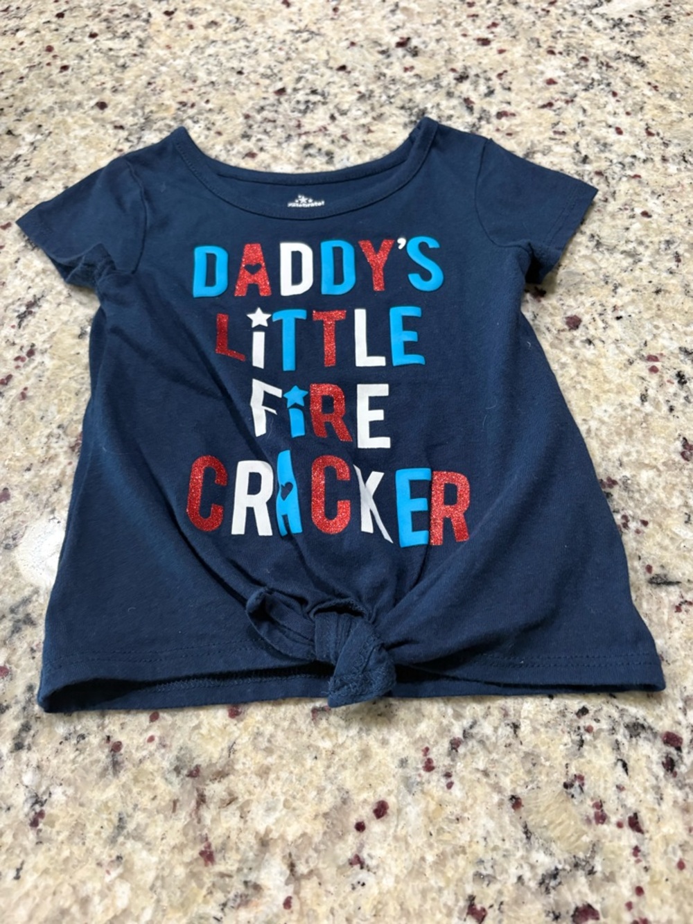 Navy blue “Daddy’s Little Fire Cracker” short sleeve tshirt 12 months GUC